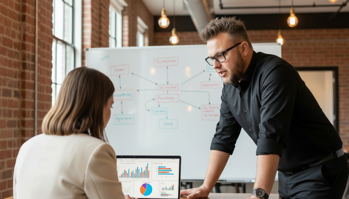 Shawn Black discussing AI strategy with business owner