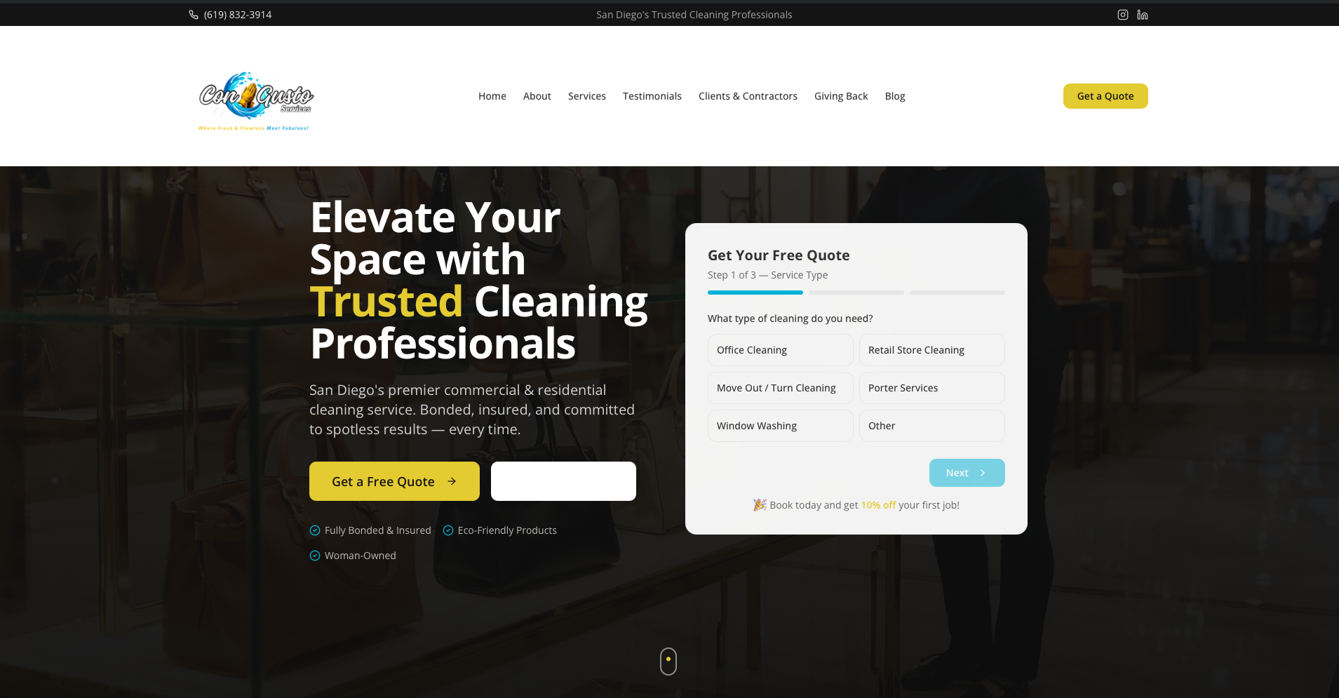 Con Gusto Services website screenshot