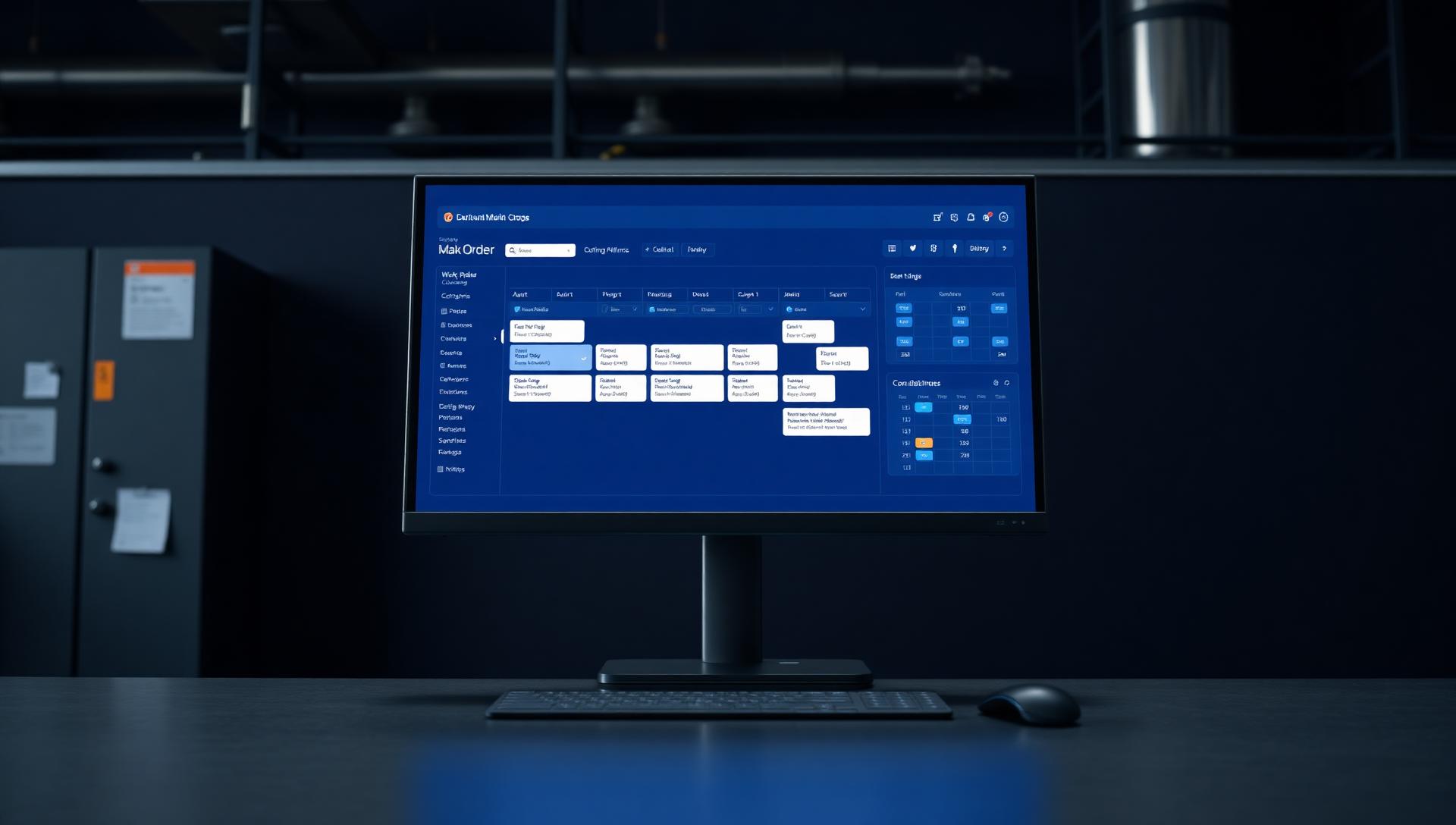 Simple CMMS maintenance management dashboard on a monitor