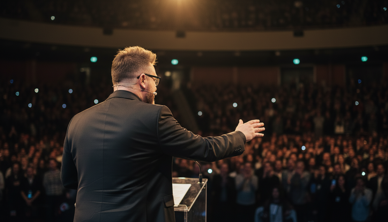 Shawn Black speaking on stage